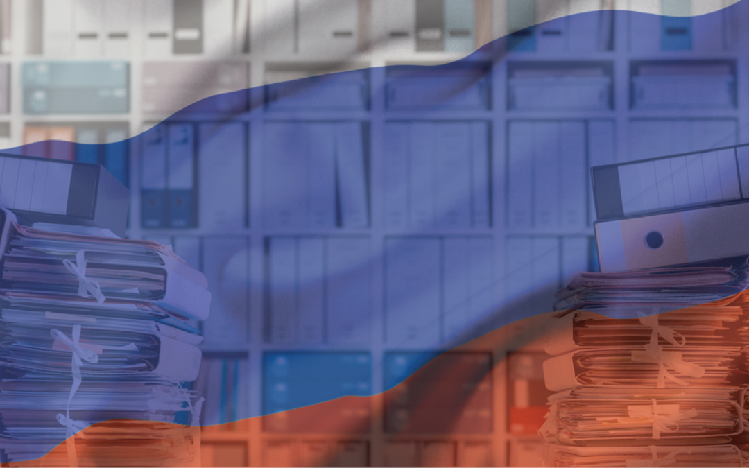 Russian flag gradient over file folders