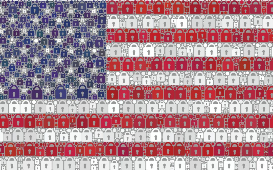 USA Flag made of security locks graphic