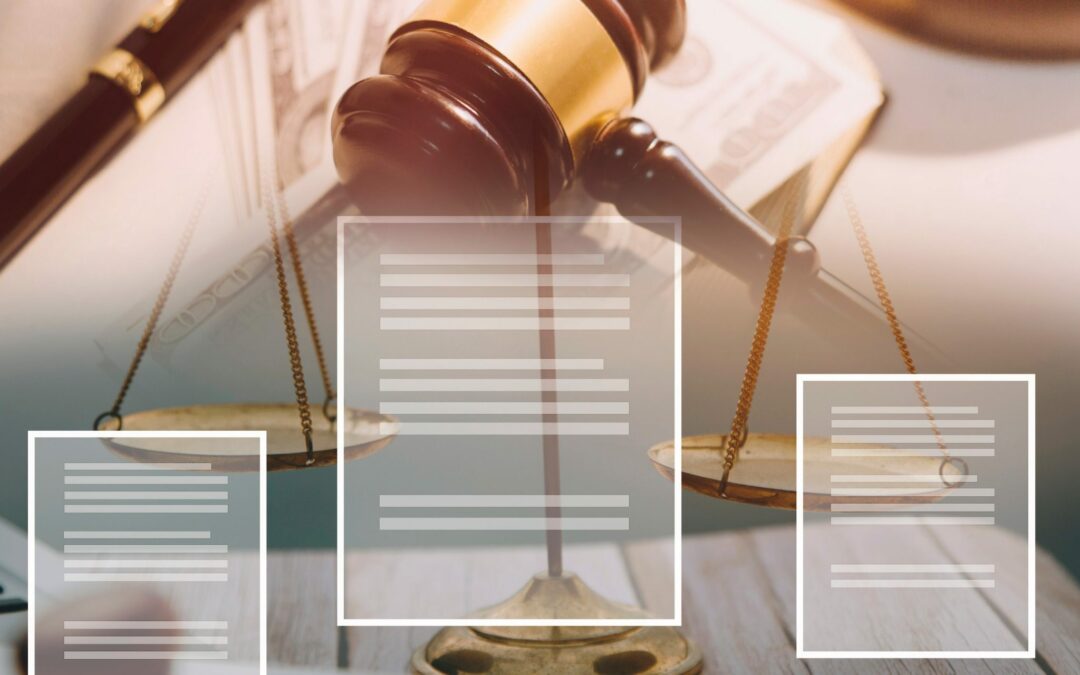 Gavel and digital document graphic