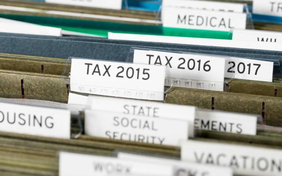 Closeup of files in cabinet with the focus on tax 2015 and tx 2016 files