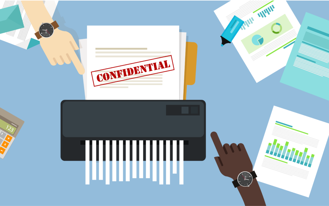 Digital Illustration of confidential file being shredded