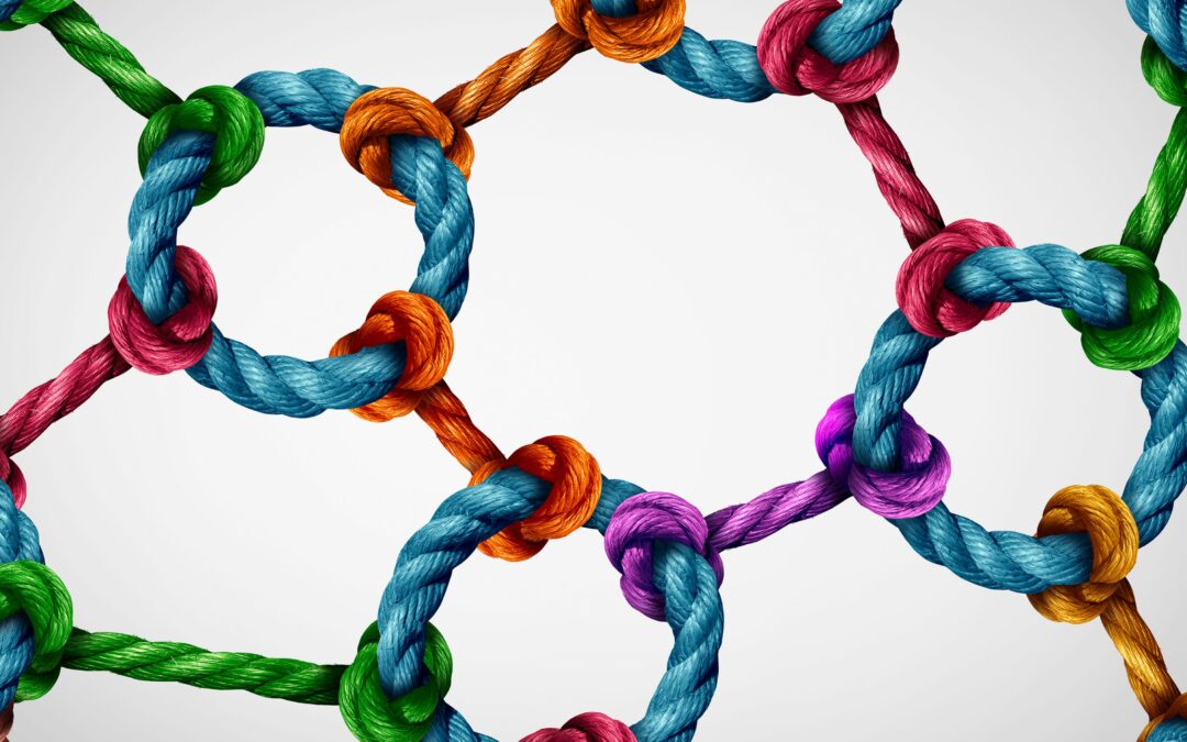 closeup of colored rope rings