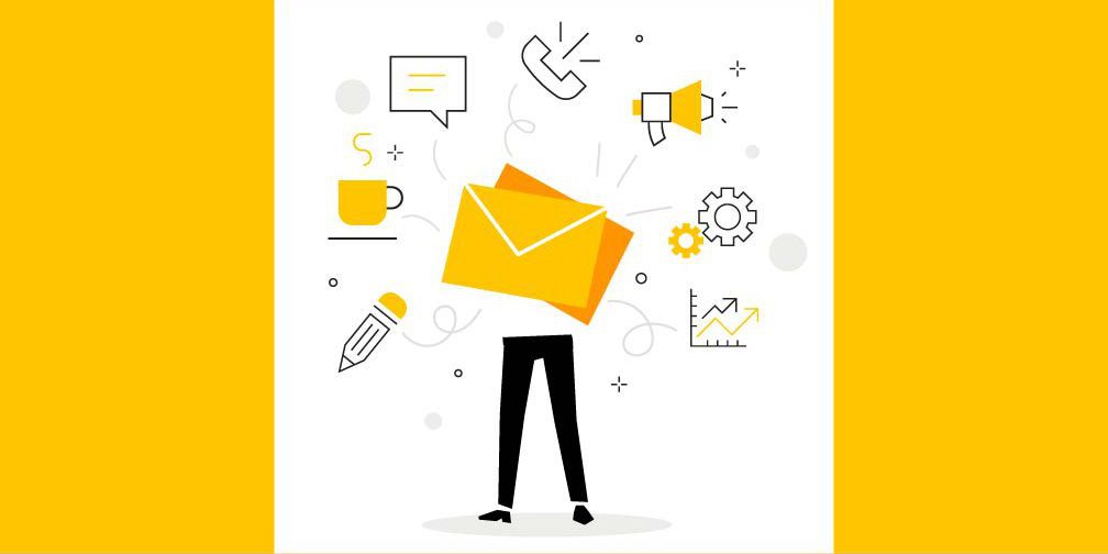yellow mail and icon digital graphic