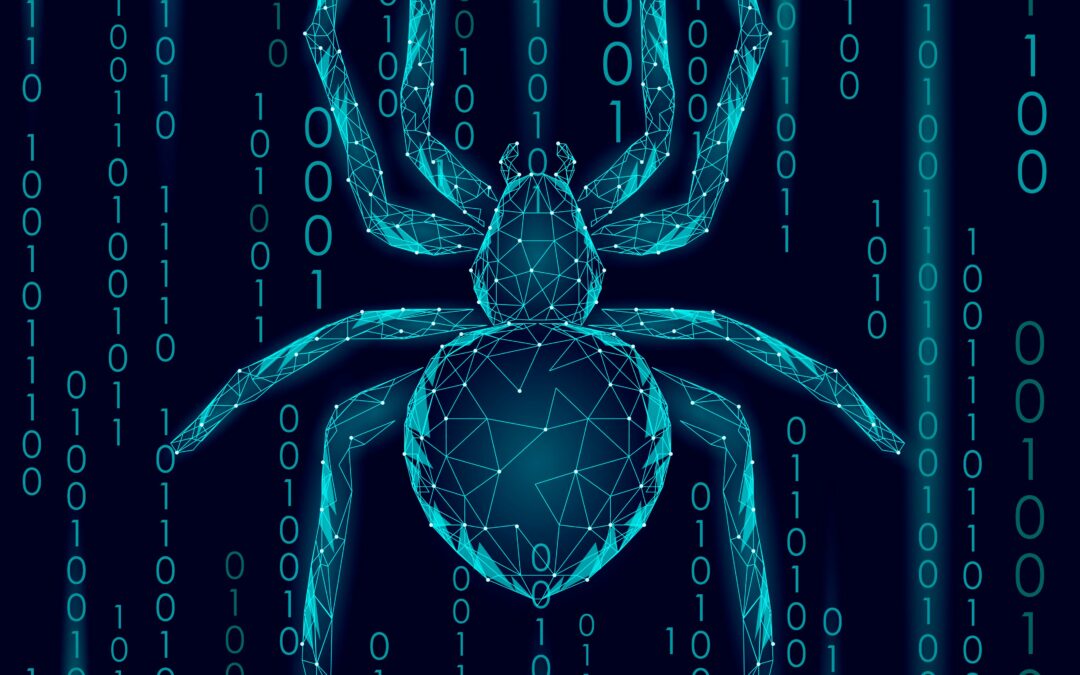 digital graphic of spider made of grid code
