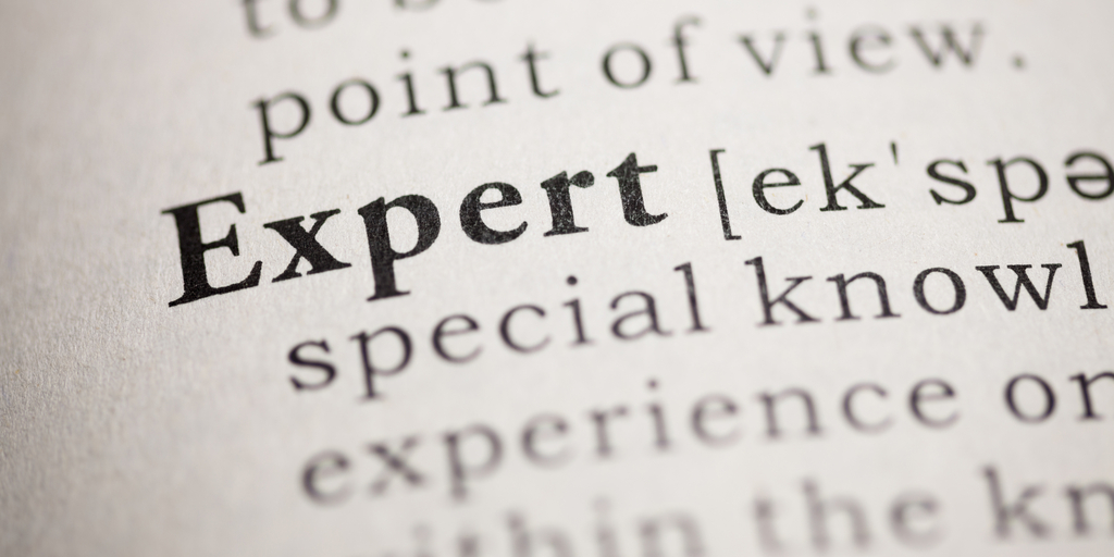 Closeup of text on book with the word expert bolded